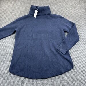 LOFT Sweater Womens‎ Small Blue Turtleneck Tunic Longline Knit Pullover Cozy